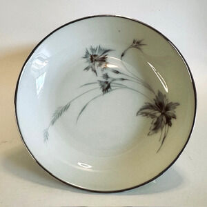 Heinrich-H&C Sepia White/Platinum Trim Fruit/Dessert Bowl (1) Floral Germany